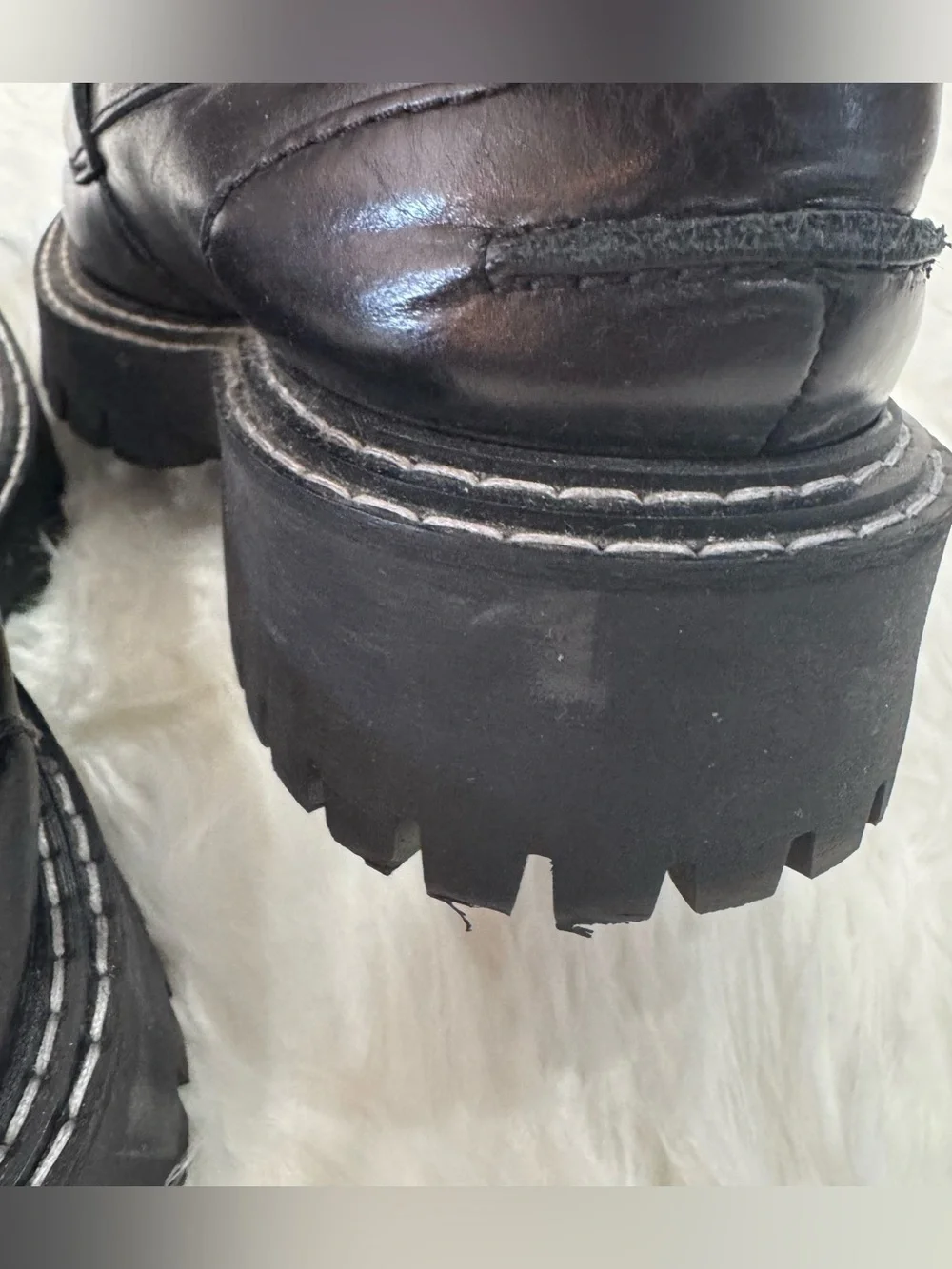 LÄST Black Leather Chunky Lug Sole Penny Loafers Women’s EU 39 Made in Portugal